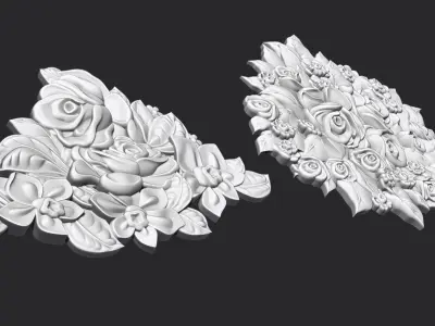 Bouquet of roses bas relief 3D print model