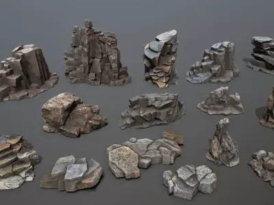 desert rocks Low-poly 3D model