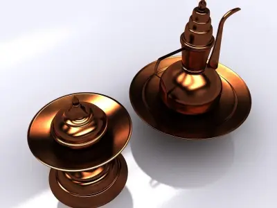 Oriental Coffee Pot and Sugar Bowl 3D model