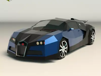 Low Poly Sports Car 03 Low-poly 3D model