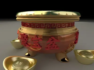 Chinese Gold Ingot with dragon 3D model