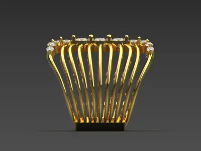 Yellow gold ring with diamond model blade design jr00076 3D print model