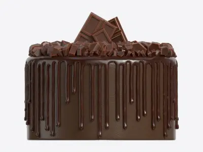 Chocolate Cake Decorated with Chocolate Pieces 3D model