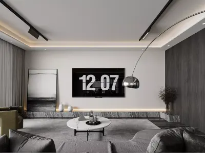 Modern living room dining room bedroom interior scenes 197 3D model