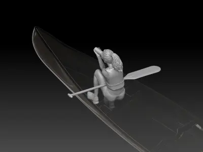 canoe girl 3 3D print model