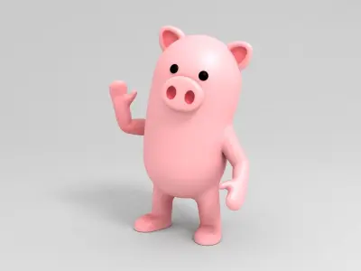 Rigged Pig Character 3D model