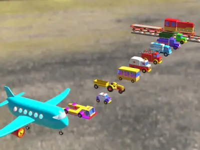 Ultimate Vehicles 3D Model Pack Police Bus Trucks Tractors More Low-poly 3D model