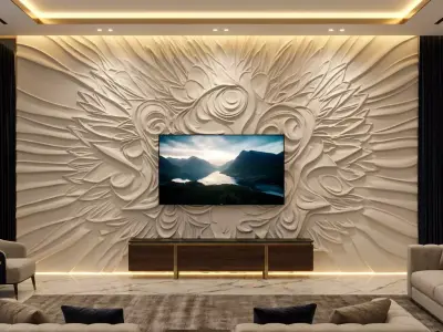 modern panel wall decor set relief stl mural CNC 278 3D model
