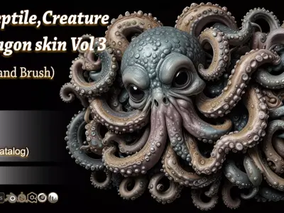 55 Reptile Creature and Dragon skin Vol 3 Alpha and Brush 3D model