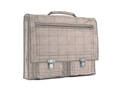School bag leather Cartable en cuir 3D model