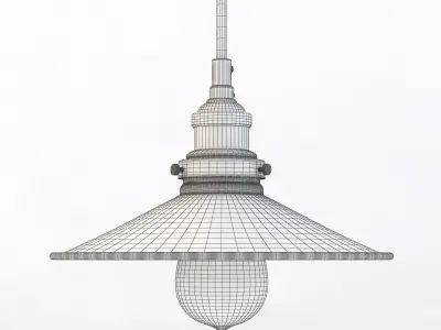 20th C Factory Filament Metal Single Pendant 3D model