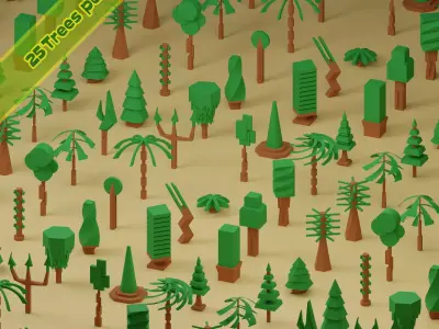 Low Poly Trees Collection - 25 trees pack 6 Low-poly 3D model