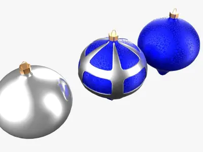 Christmas Tree Ornament Set8 - Blue White Low-poly 3D model