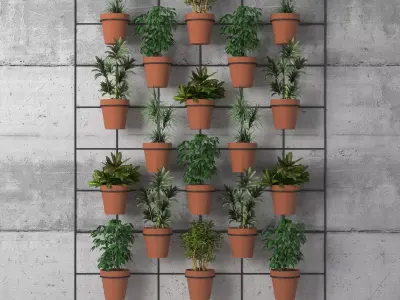 Pots On Wall Free 3D model