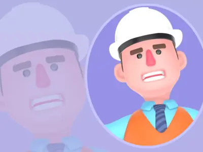 Stylized 3D Male Architect Character - Cartoon Stop Hand Pose 3D model