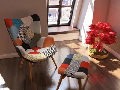 Grant Featherston Contour Lounge Chair Fabric Multicolour 3D model