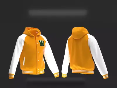 Male raglan varsity jacket 3D model