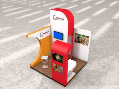 Exhibition Stand Booth stall 3x3m Height 376cm 3 Sides Open 3D model