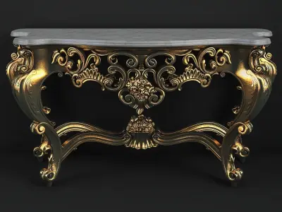 classic console table and decorative mirror 3D model
