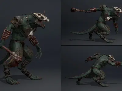 Mist Barbarian Arm1 Brutal Low-poly 3D model