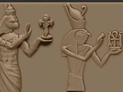 pharaoh horus statue - wall panel relief 3D print model