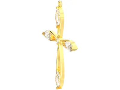 Marquise stones cross necklace pendant 3D print model 3D print model