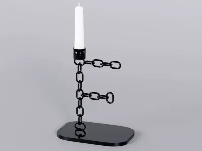  Alphabet F Chain Black Candleholder 3D Model True 4K PBR Render Low-poly 3D model