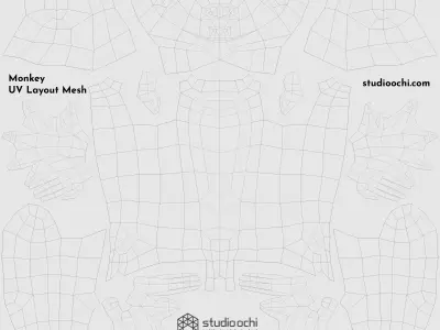 Chimpanzee low polygonal monkey Low-poly 3D model