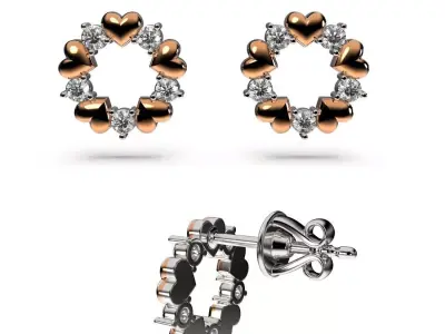 HEART Stud Earrings LOVE GIFT For Valentines Day 3D print model