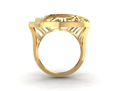 Filigree Spiral Diamond Gold Cocktail Ring 2037 3D print model