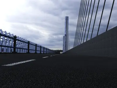 Multispan Cable-Stayed Bridge 3D model