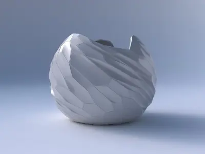 Bowl Spheric wavy with fine twisted organic cells 3D print model