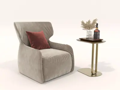 Modern Coffee Table and Armchair Set 54 3D model