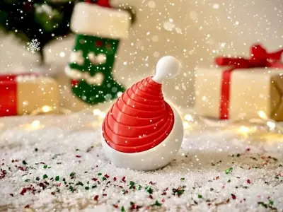 Collapsible Santa Cap hat - Christmas Fidget Prop 3D print model