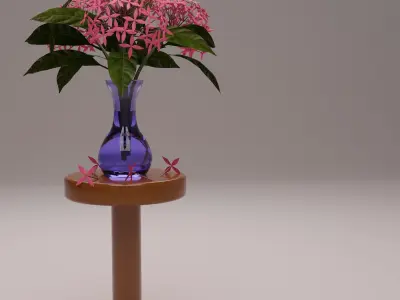 Ixora Flower Vase 3D model