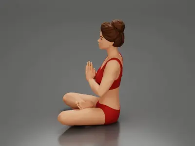 sexy girl in shorts doing sukhasana yoga pose 3D print model