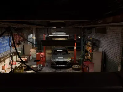 Auto Garage Repair Workshop Model  Low-poly 3D model