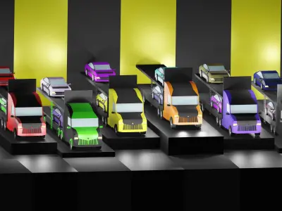 Lowpoly Vehicles - Part 3 - Trucks Low-poly 3D model