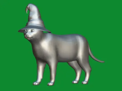 Halloween Black Cat Low-poly 3D model