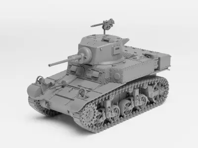 M3A1 Stuart - 1-72 tank model - Supported 3D print model