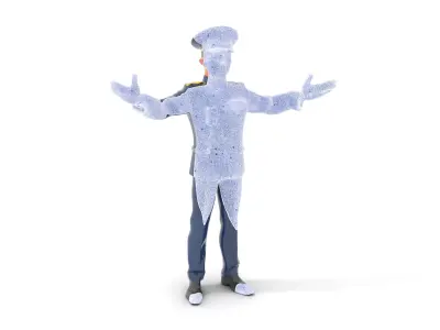 Airforce Officer D Character Model Rigged and Animated Low-poly 3D model