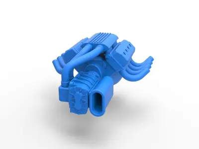 Engine V8 with Potvin Supercharger Scale 1 to 25 3D print model