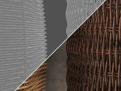 Rattan Baskets 01 3D model
