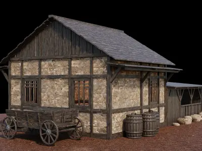 Medieval Village Asset 09 - 4K Textures Game Ready Low-poly 3D model