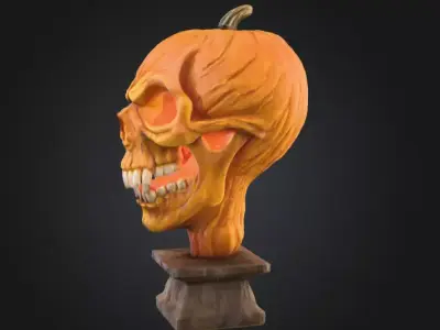 Pumpkin Skull Horror Bust Low-poly 3D model