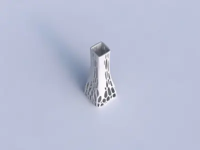 Vase squeezed rectangle with organic lattice and solid centers 3D print model