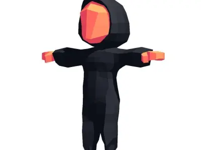 Ninja hooded character Free low-poly 3D model
