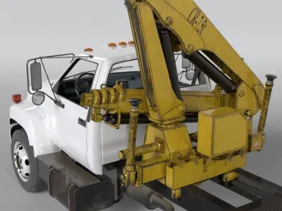 GMC Truck with crane Low-poly 3D model