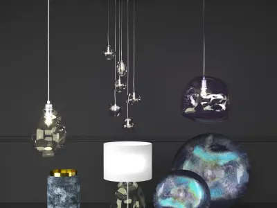 Lamps and palets 3D model