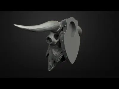 Traditional Bull Scull Scary Bull Scull Decor on wall 3D print model